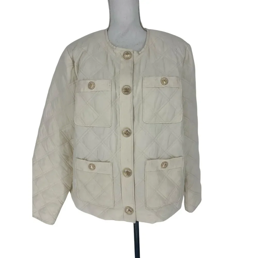 Veronica Beard‎ Shalia Quilted Jacket in Ivory